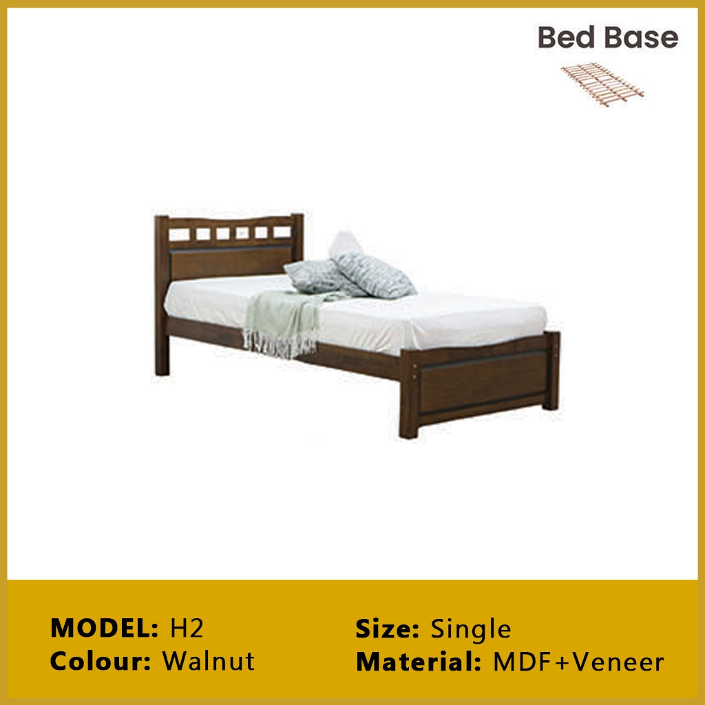 Riese Single Pull-Out Bedframe MDF+Veneer Wood Slatted Base