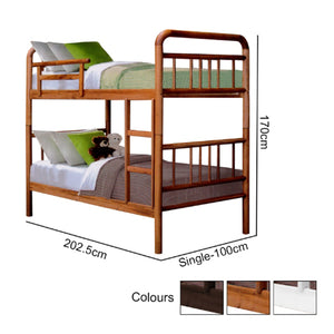 Stella Series6 Solid Rubber Wood Bunk Bed with Pull-Out Add On Option Single Size