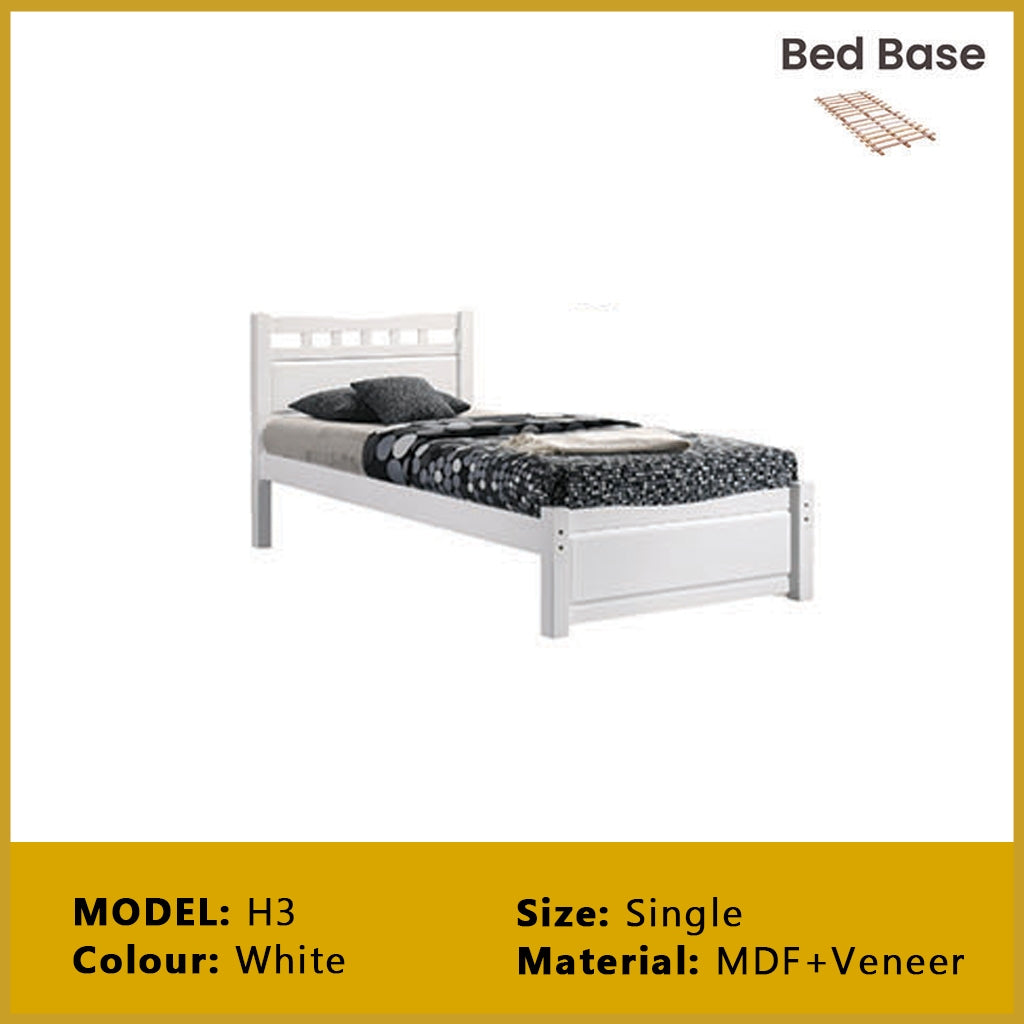 Riese Single Pull-Out Bedframe MDF+Veneer Wood Slatted Base