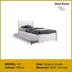 Riese Single Pull-Out Bedframe MDF+Veneer Wood Slatted Base