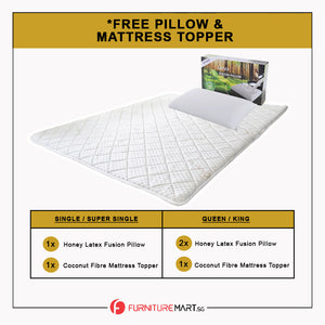 Honey Diamond Silk 14" 7-Zone Pocket Spring Mattress FREE TOPPER & PILLOW  -All Sizes