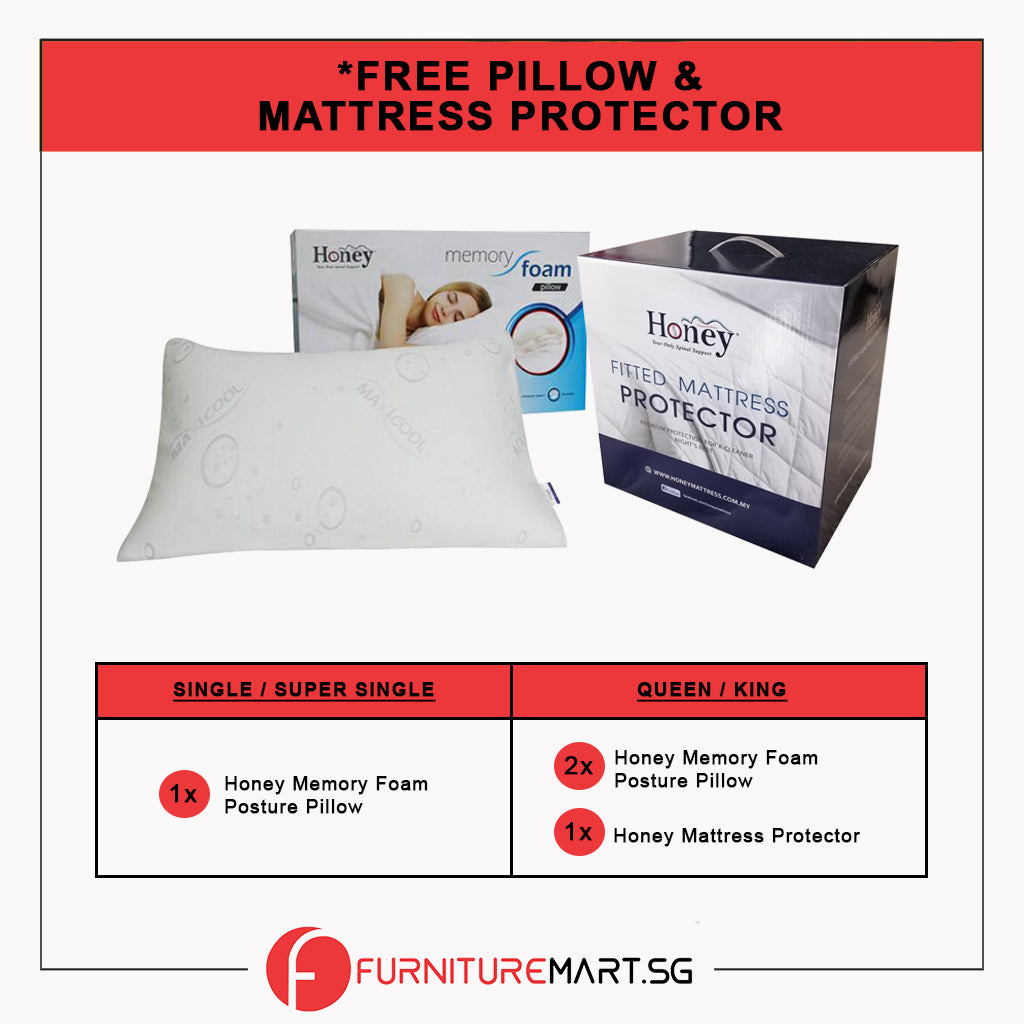 Honey Pure Premium 12" 7-Zone Pocket Spring Mattress w/ FREE PILLOW - All Sizes Available