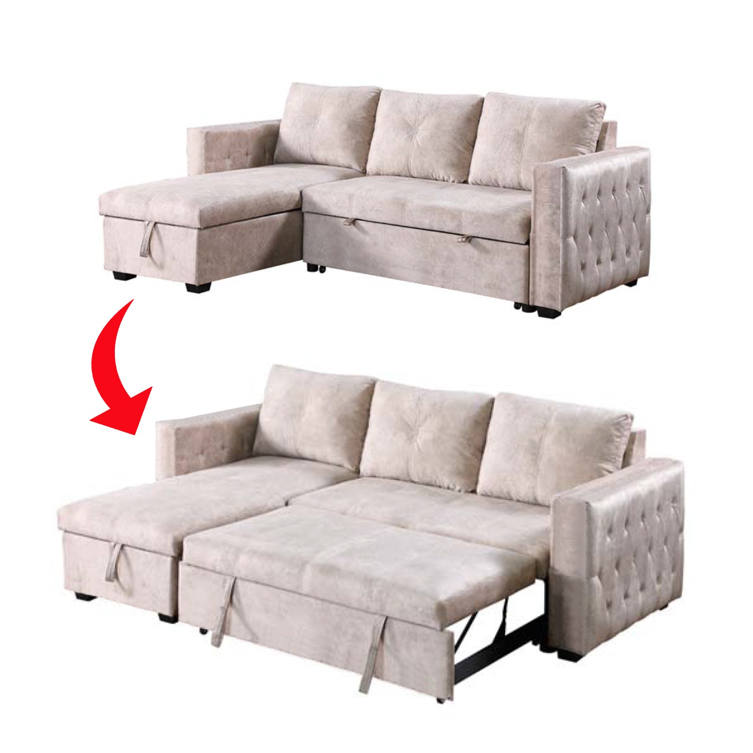Marjie Series 8 Sleeper Sectional Reversible Sofa w/ Storage Upholstered w/ Pet-Friendly Option