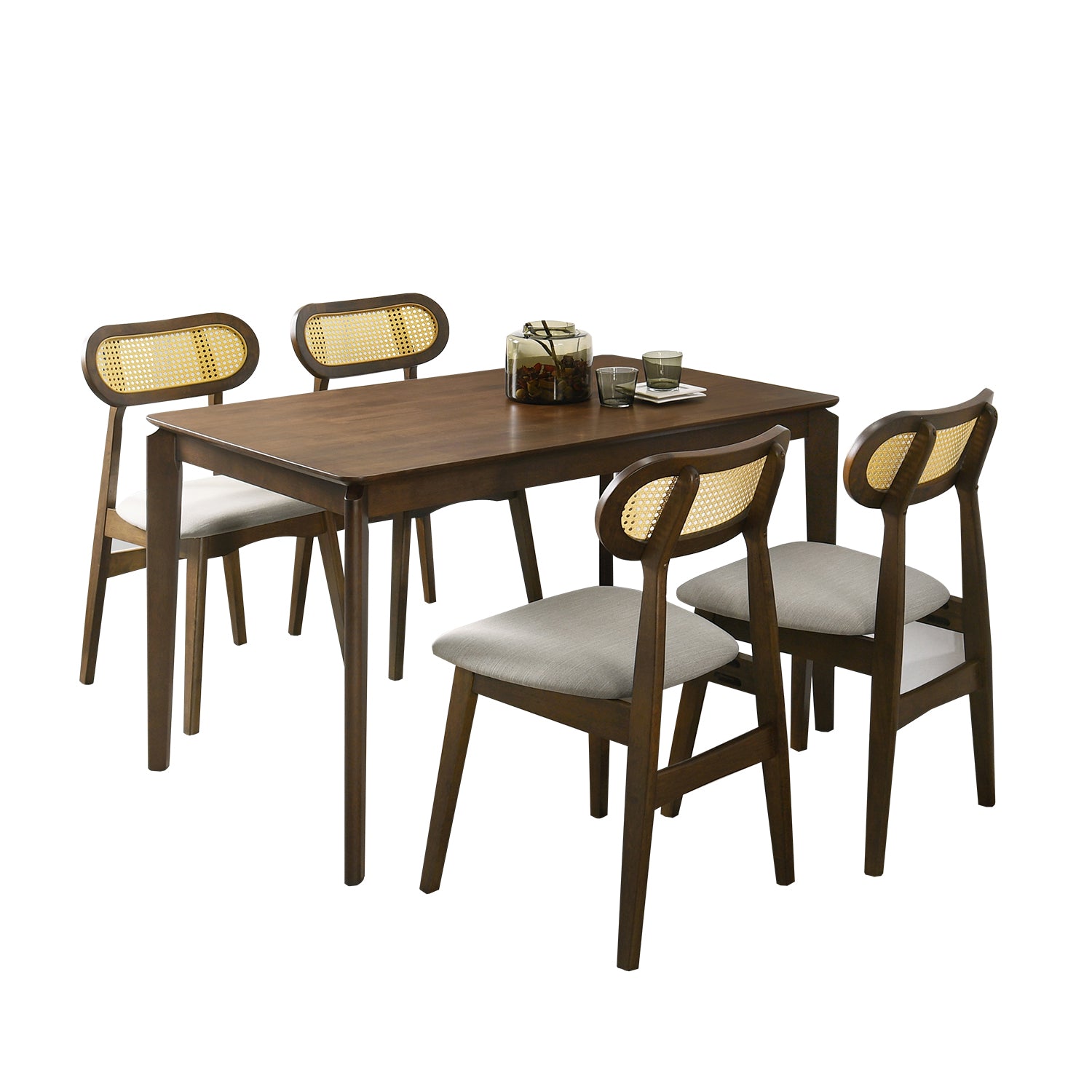 Radden 4/6 Seater Dining Set w/ Table, Chair & Bench Solid Rubber Wood in 2 Colours