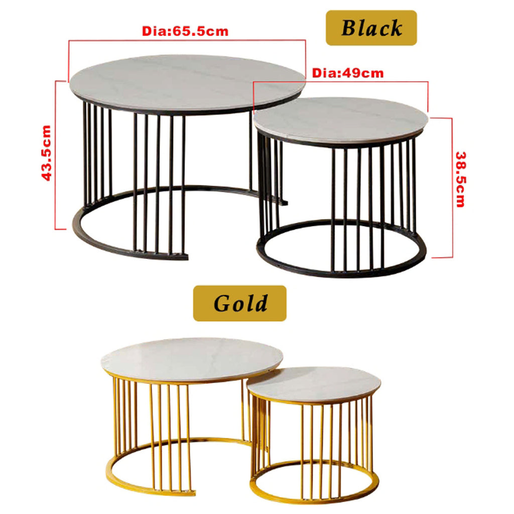 Keana Series 8 Premium Coffee Center Table Steel Metal Leg + Marble Ceramic Top