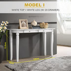 KRITY Series I Console White Table Top With 2x Drawer Side Display Table in White Leg