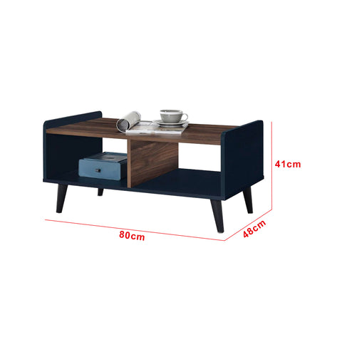 Image of READY STOCK Kepa Series 9 Coffee Table In Dark Blue + Walnut. Self Assembly.