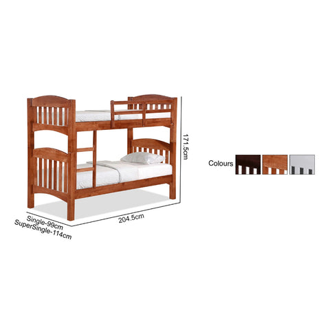 Image of Stella Series7 Solid Rubber Wood Bunk Bed with Pull-Out Add On Option Single/SuperSingle Size