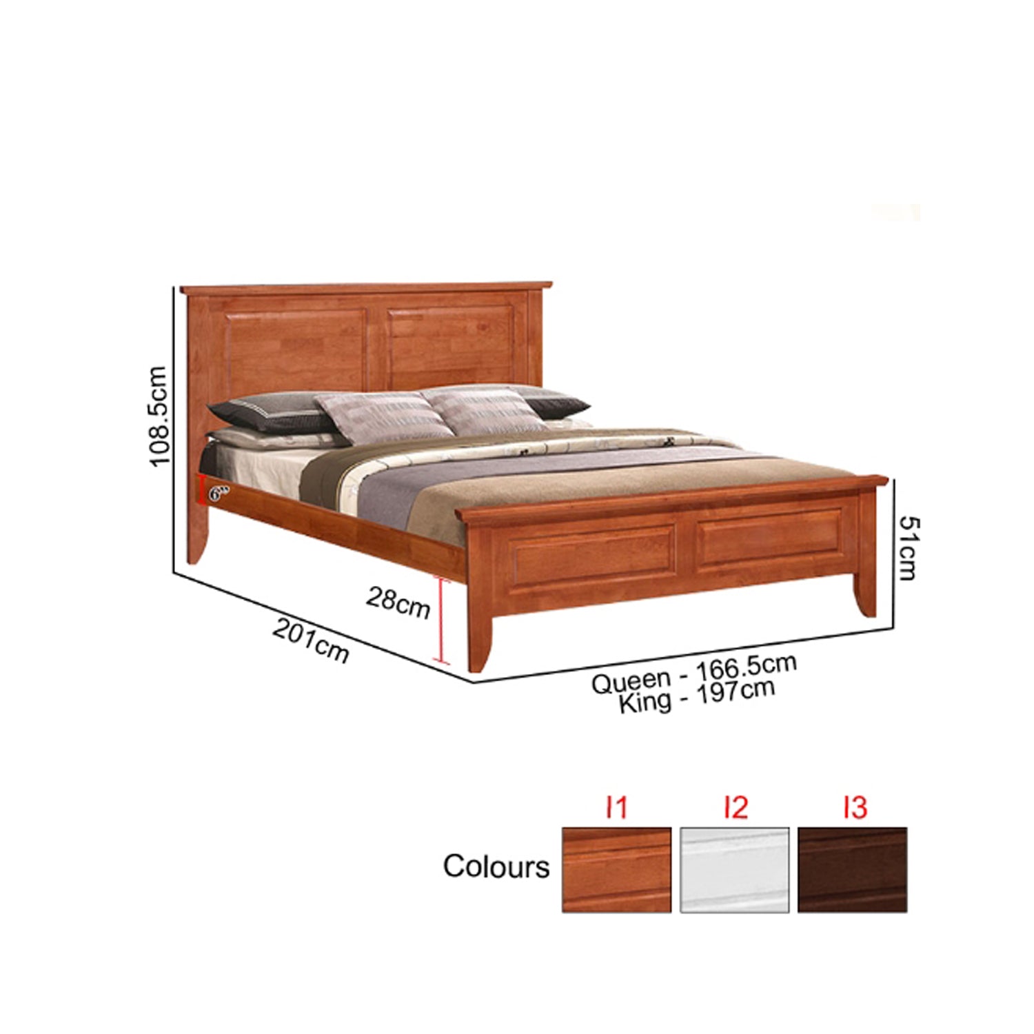 Gianna Series I Wooden Bed Frame Queen and King Size 3 Colors