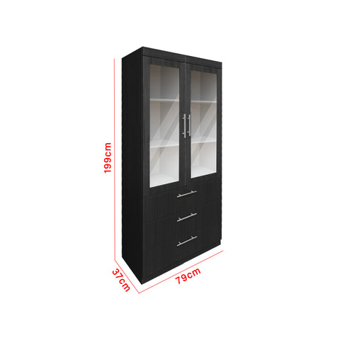 Image of Rimma Series 9 Display Shelves Book Cabinet 2 Door 3 Drawers