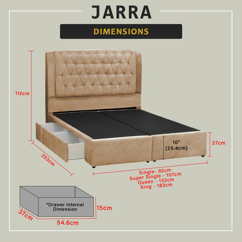 Image of Jarra Drawer Bedframe Storage Bed All Sizes - Pet-Friendly Option / Mattress Option