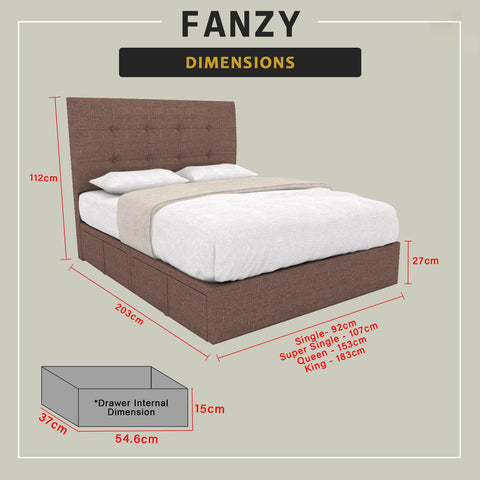 Image of Fanzy Drawer Bedframe Storage Bed All Sizes - Pet-Friendly Option / Mattress Option