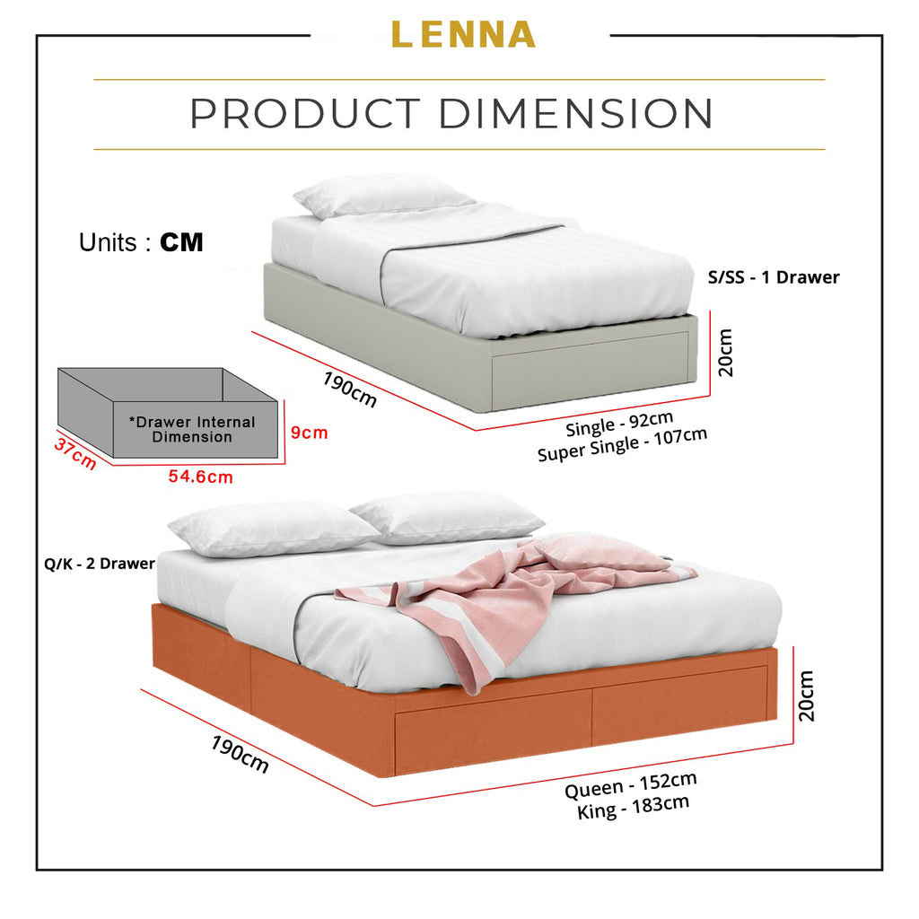 OrthoCoil Lenna Drawer Divan Bed Frame - Pet-Friendly Option / Mattress Option