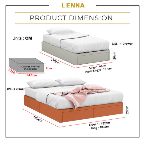 Image of DR Chiro Lenna Drawer Divan Bed Frame - Pet-Friendly Option / Mattress Option