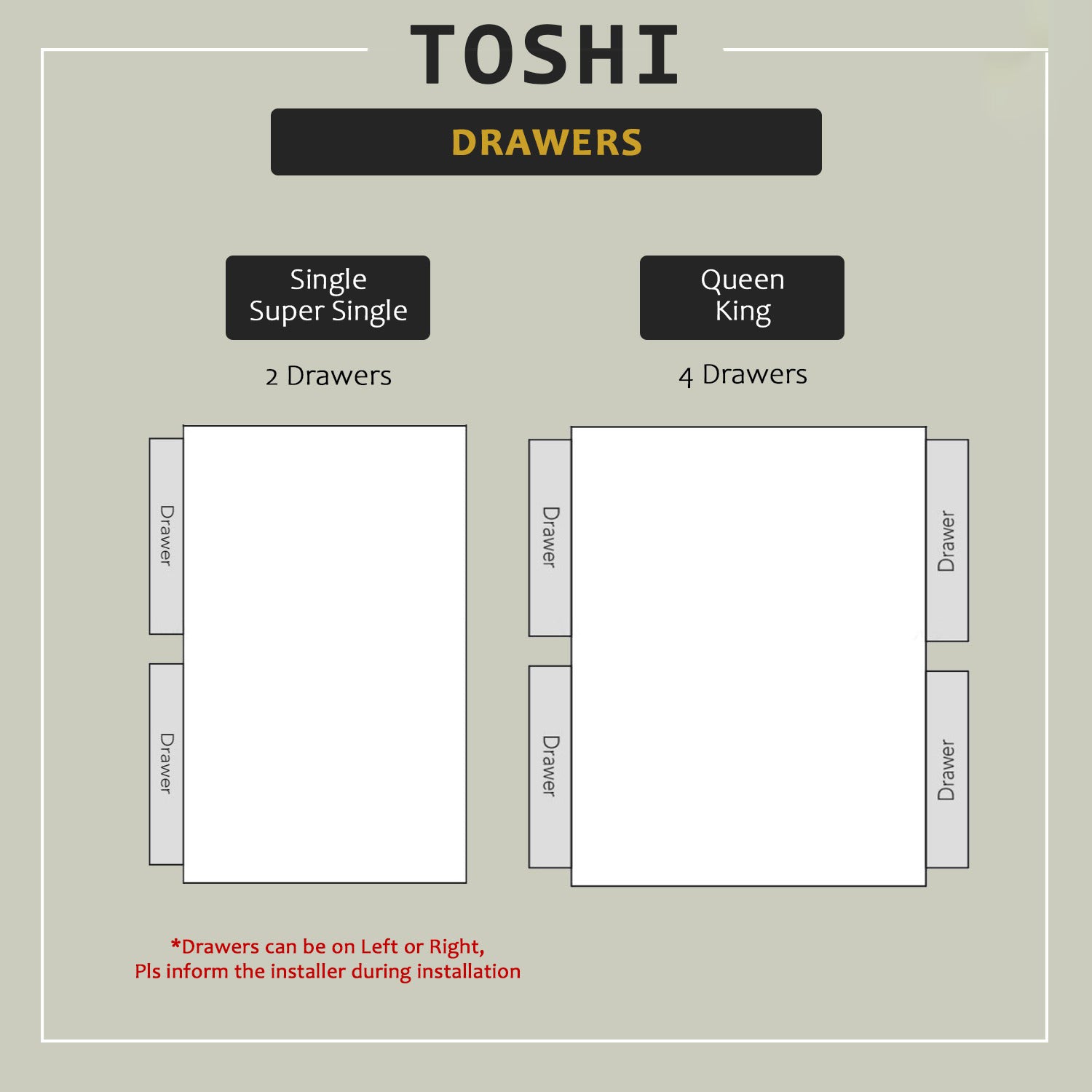 OrthoCoil Toshi Divan Drawer Bed Frame - Pet-Friendly Option / Mattress Option