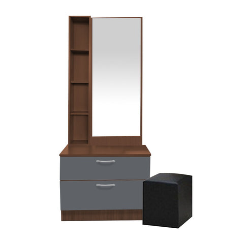 Image of Sirius Dressing Table With Free Stool Laminated Smooth Gliding Drawer In 6 Colours