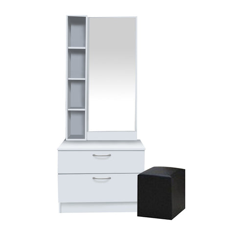 Image of Sirius Dressing Table With Free Stool Laminated Smooth Gliding Drawer In 6 Colours