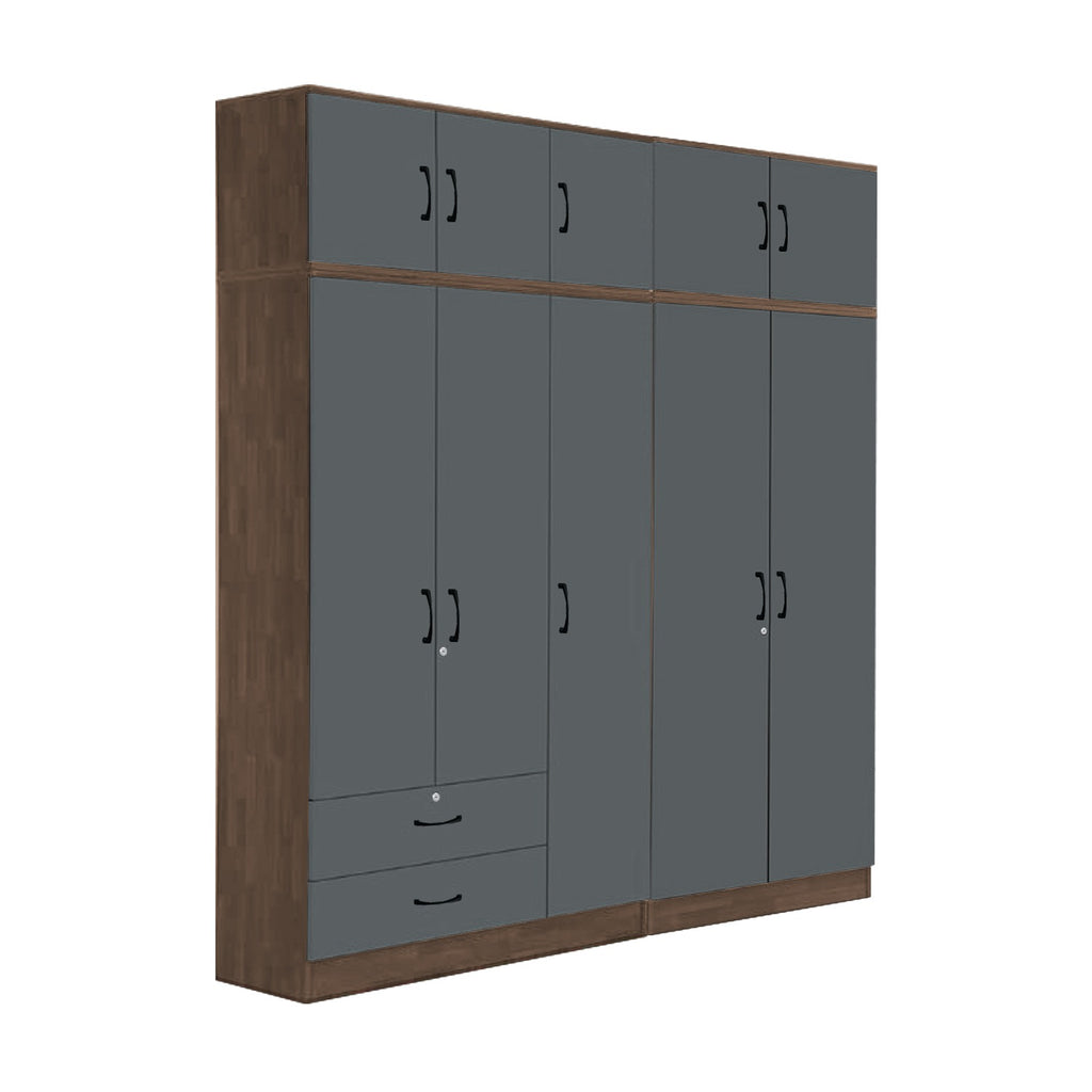 Paris Series 1/2/3/4/5 Doors Tall Wardrobe with Drawers and Top Cabinet in Columbia Grey