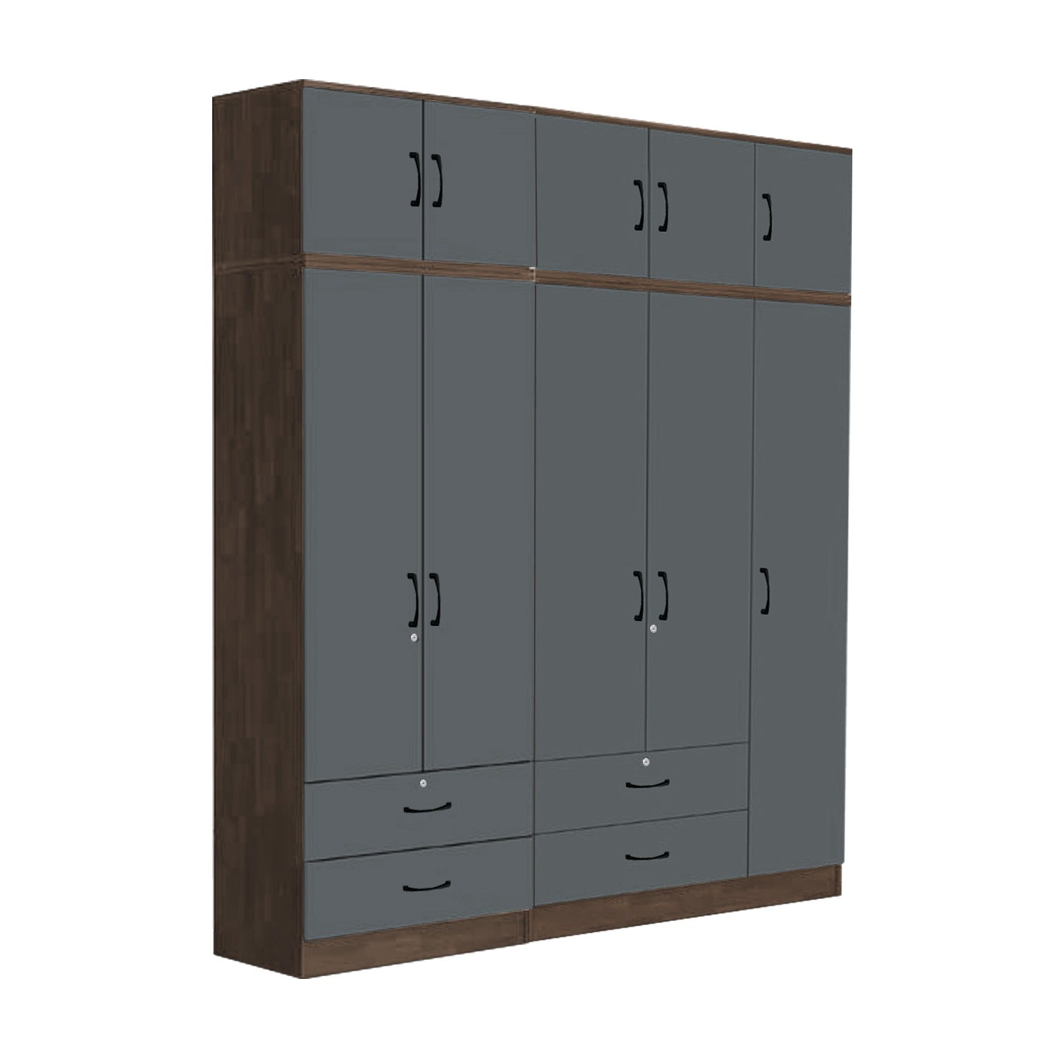 Paris Series 1/2/3/4/5 Doors Tall Wardrobe with Drawers and Top Cabinet in Columbia Grey