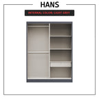 Hans Series 4FT/5FT 2-Door Sliding Door Wardrobe in White Wash or Black