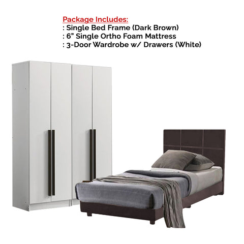 Image of Toluca Bedroom Set Series 5 Includes Wardrobe/Bed Frame/Mattress In Single And Super Single Size.Free Installation