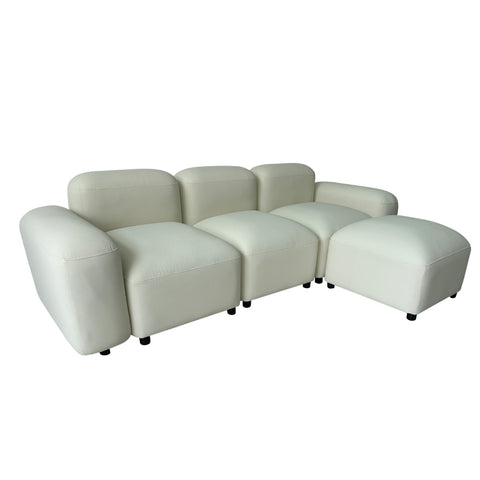 Image of Momo Modular Sofa Pet-Friendly Scratchproof Leather Look Tec Fabric in Ivory or Grey