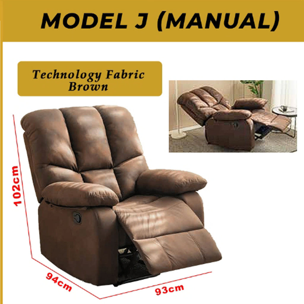Scarlet Model J Premium Single Sofa Manual Recliner