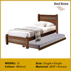 Riese Single Pull-Out Bedframe MDF+Veneer Wood Slatted Base