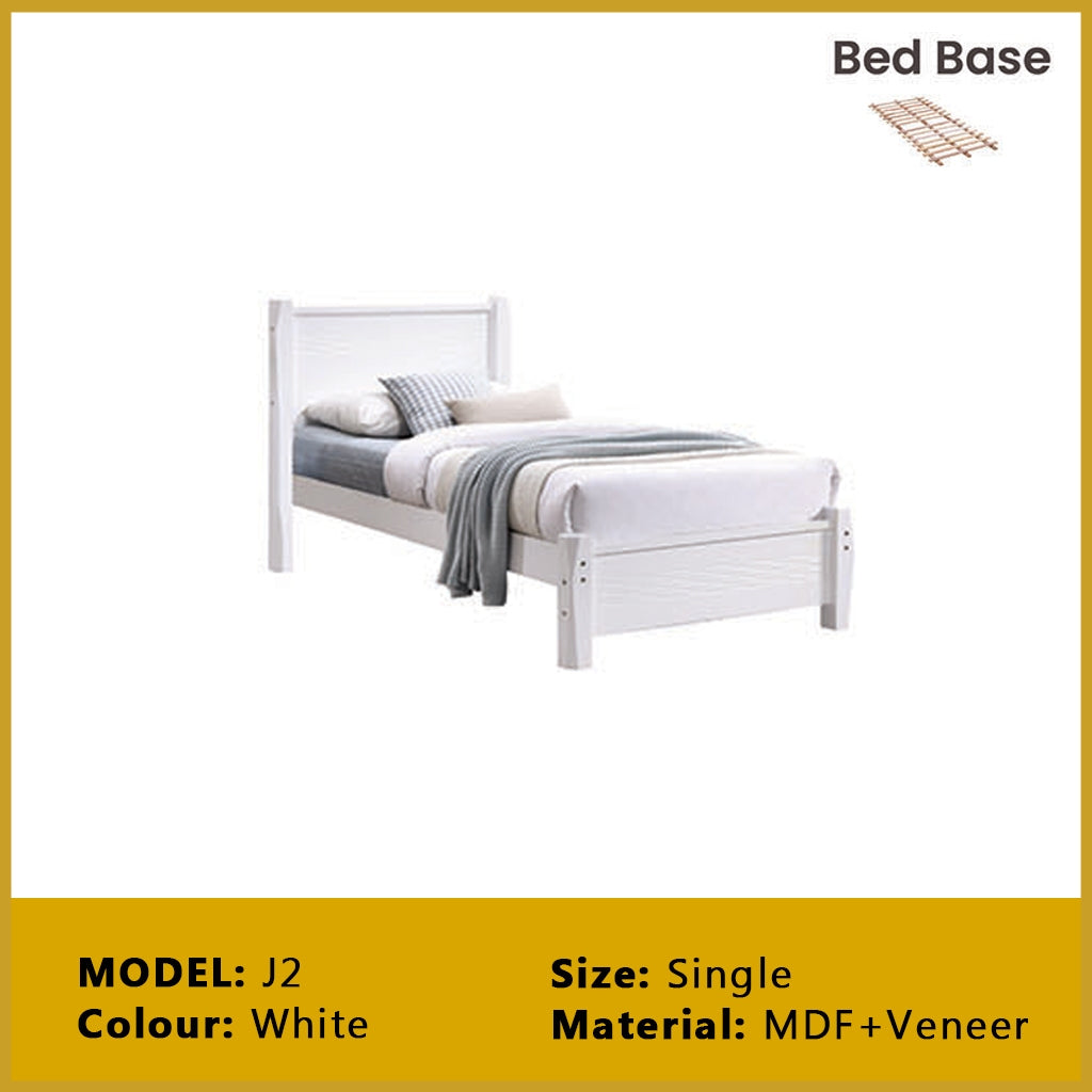 Riese Single Pull-Out Bedframe MDF+Veneer Wood Slatted Base