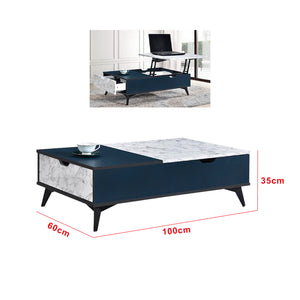 READY STOCK Kepa Series 10 Coffee Table In Dark Blue + Marble White. Self Assembly.