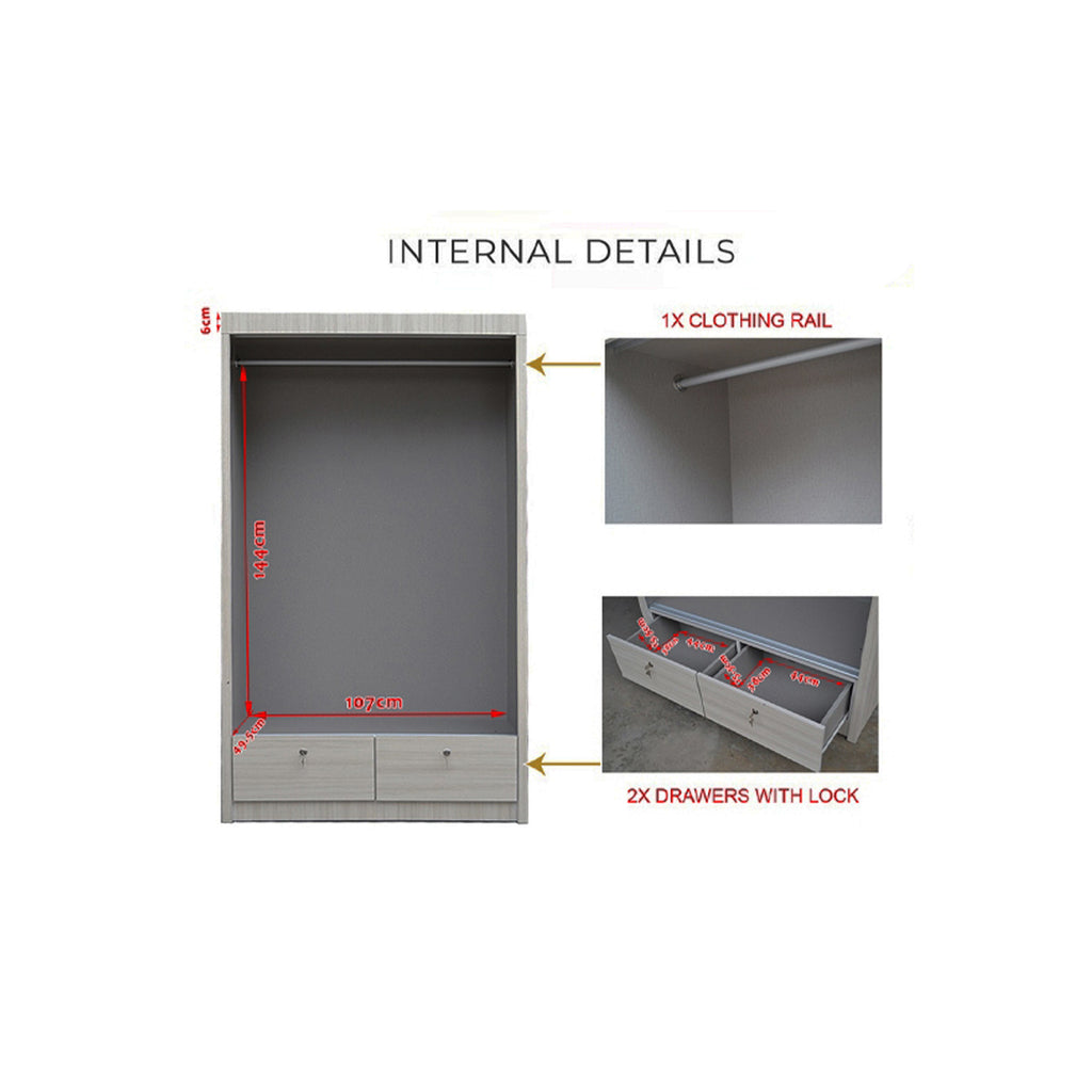 Vitta Series 10 4 Ft. Sliding 2 Door Wardrobe - Model J