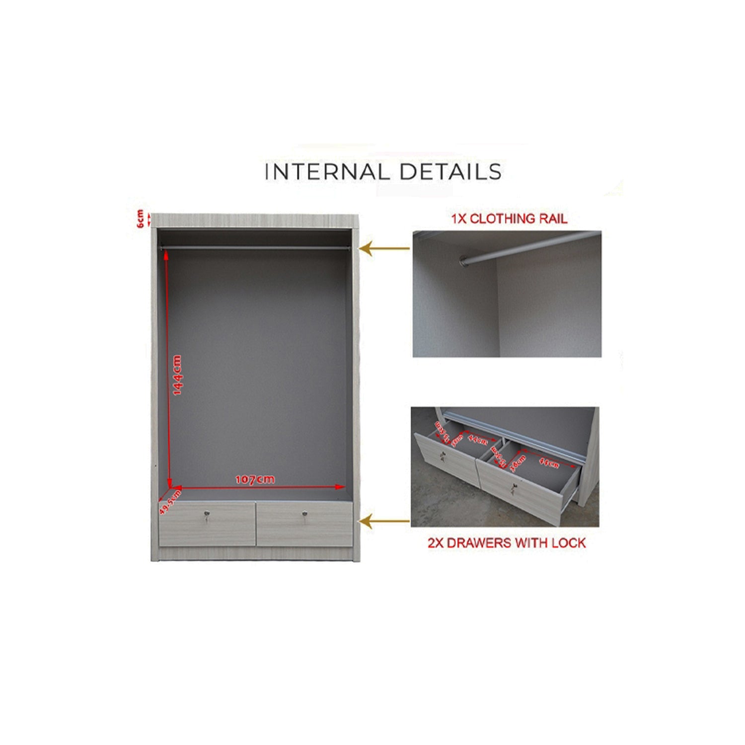 Vitta Series 10 4 Ft. Sliding 2 Door Wardrobe - Model J