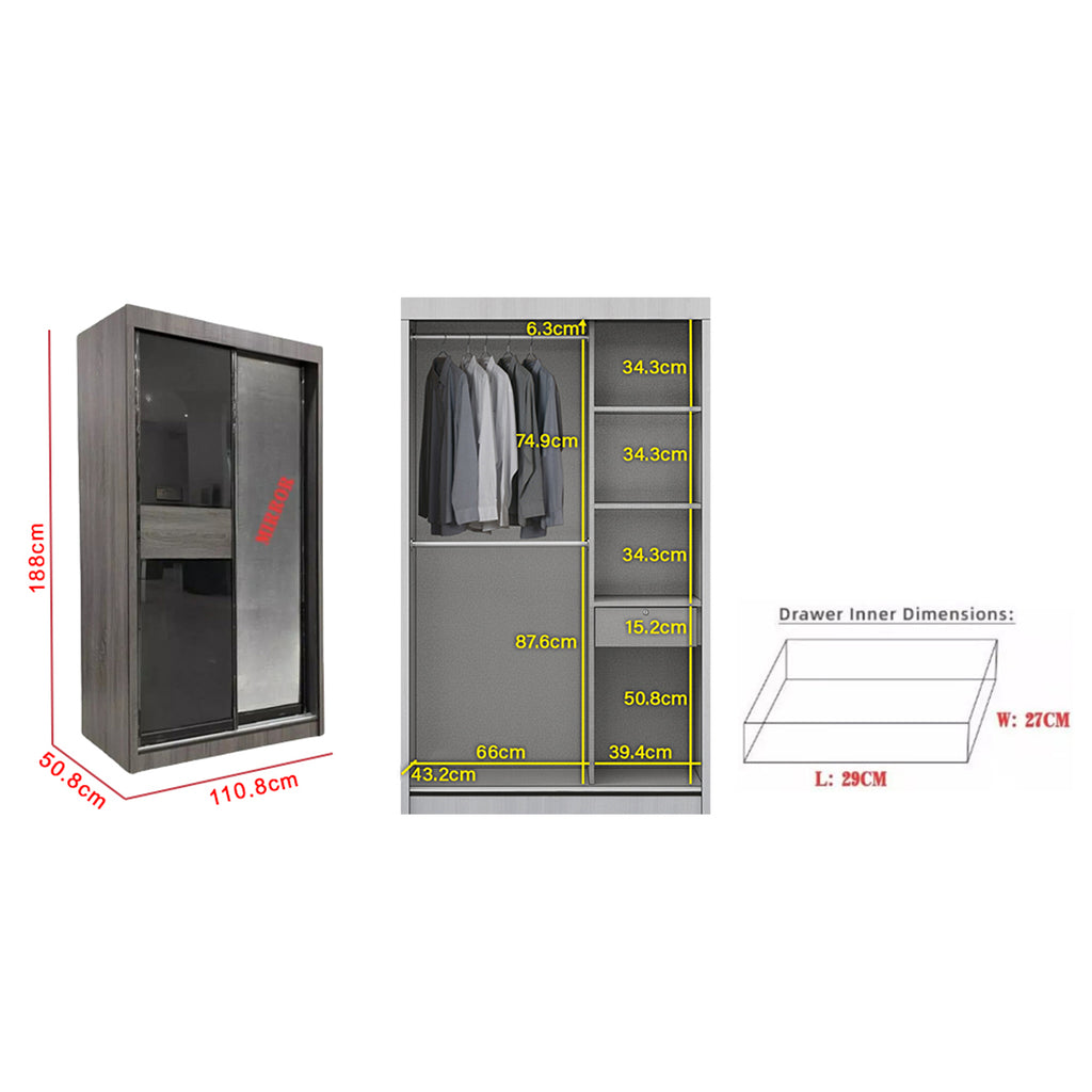 Lindy Series10 4 Feet Solid Sliding Door Wardrobe