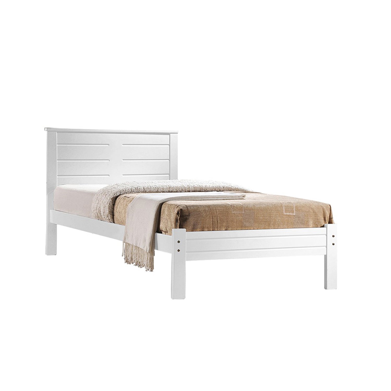 Robby Series 15 Wooden Bed Frame White Single Size