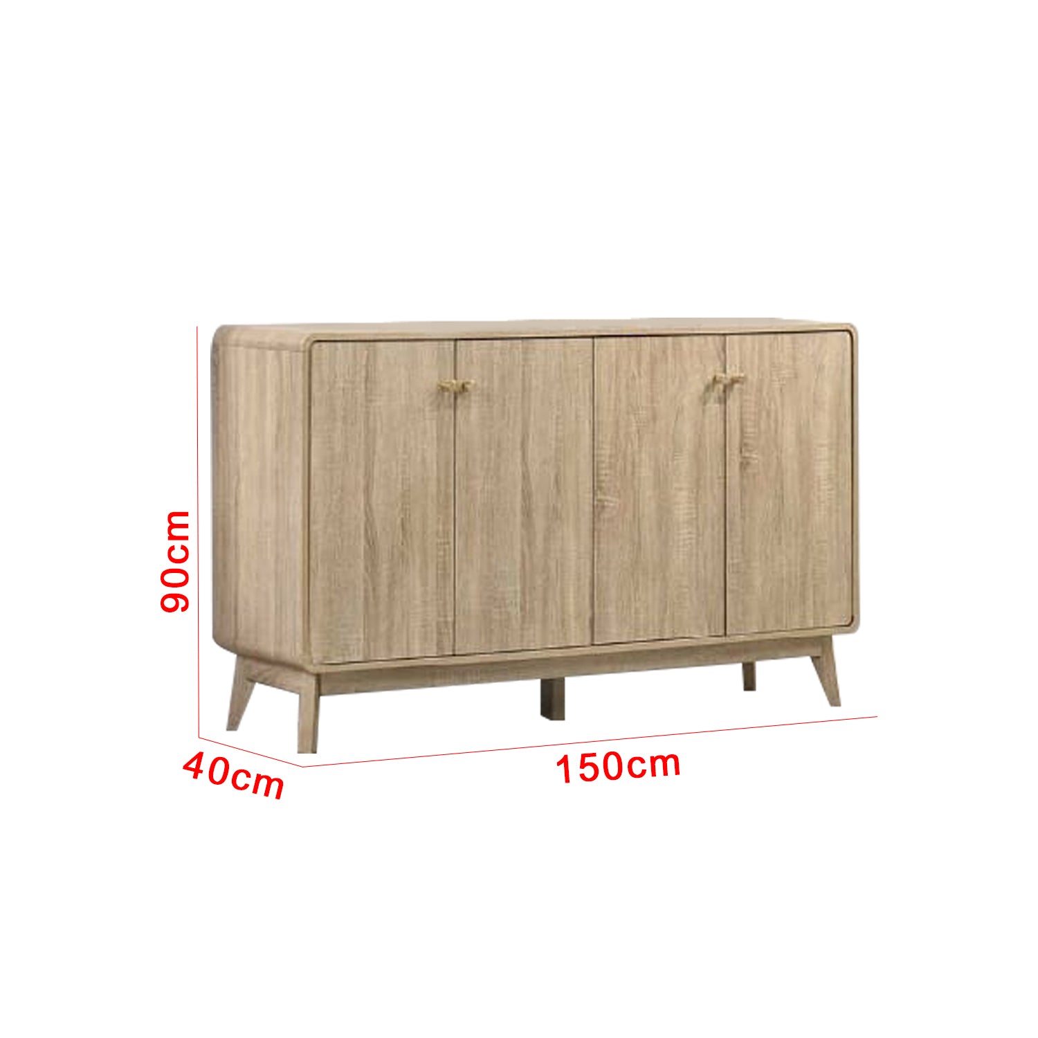 Kamin 4 Door Cabinet Premium Storage Full Laminated Back Panel in Natural Colour