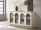 Kajin 4 Door Cabinet Premium Storage Display Cabinet Full Laminated Back Panel in Natural