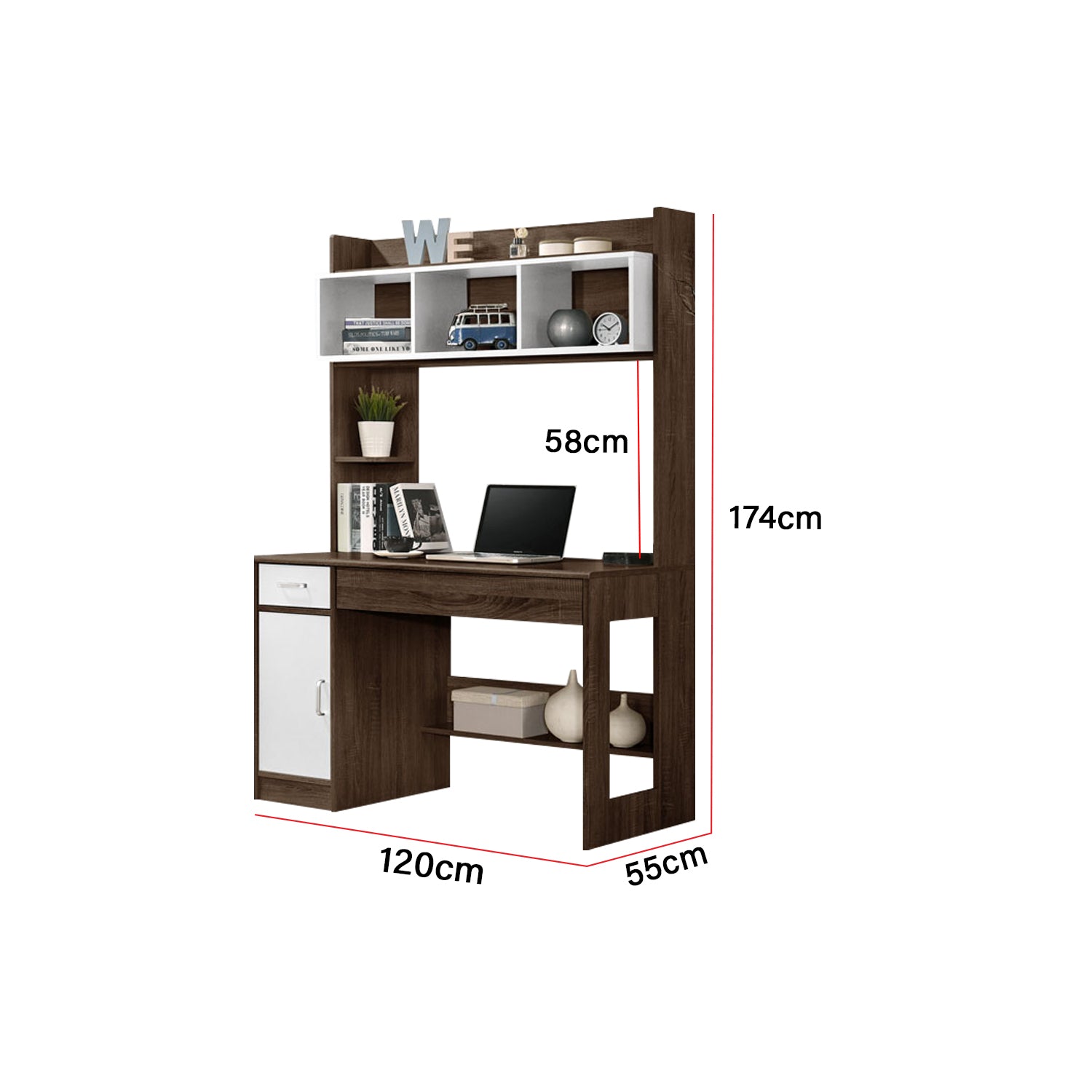 Ayer Series 11 Study Table Computer Table in Walnut with White Colour