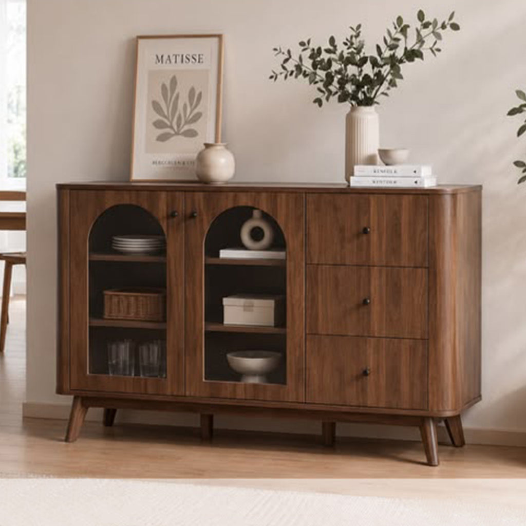 Kajin 2 Door Cabinet With Drawer Premium Storage Display Cabinet Full Laminated Back Panel in Columbia