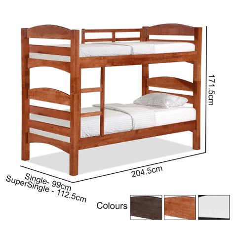 Image of Stella Series8 Solid Rubber Wood Bunk Bed with Pull-Out Add On Option Single/SuperSingle Size