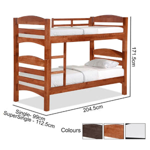 Stella Series8 Solid Rubber Wood Bunk Bed with Pull-Out Add On Option Single/SuperSingle Size