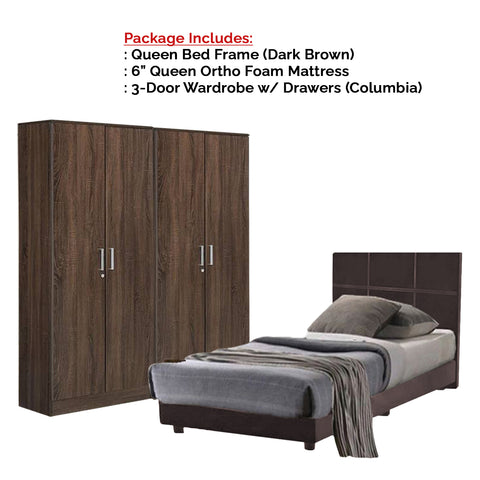 Image of Toluca Bedroom Set Series 6 Includes Wardrobe/Bed Frame/Mattress In Queen And King Size.Free Installation