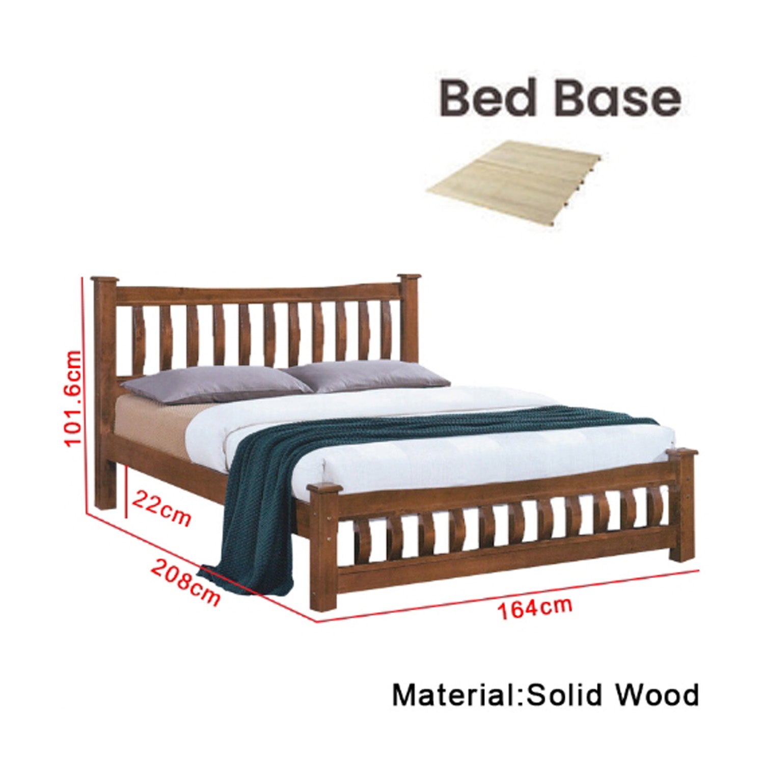 Premium Carlie Series 11 Queen Wooden Bedframe Solid Wood With Plywood Base - w/ Mattress Option