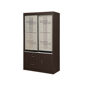 Vitta Series 11 4 Ft. Sliding Glass and Mirror Door Wardrobe In Walnut