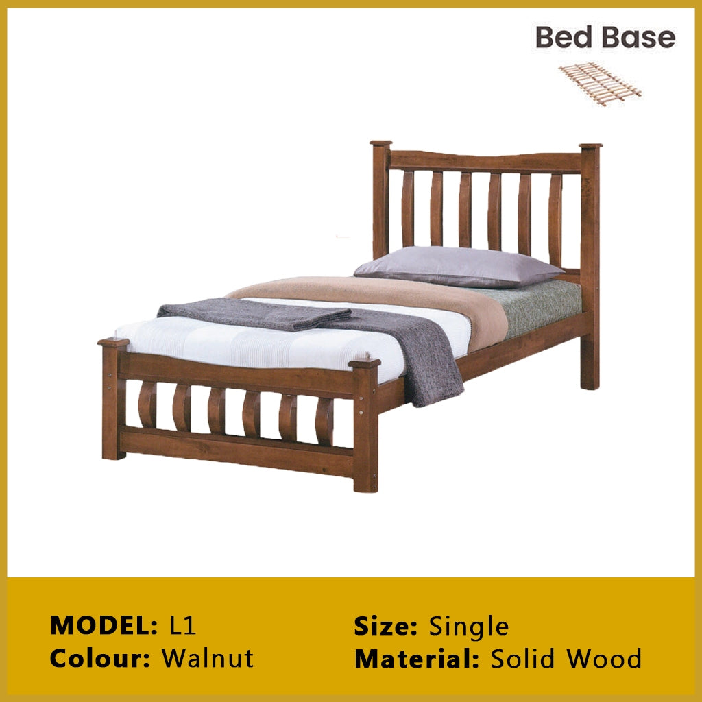 Riese Single Pull-Out Bedframe MDF+Veneer Wood Slatted Base