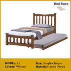 Riese Single Pull-Out Bedframe MDF+Veneer Wood Slatted Base