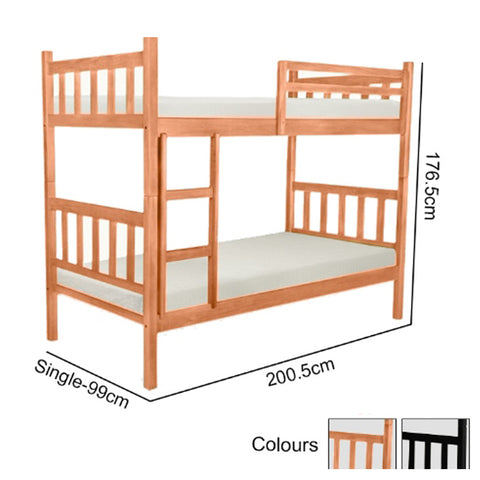 Image of Stella Series9 Solid Mahogany Wood Bunk Bed with Pull-Out Add On Option Single Size