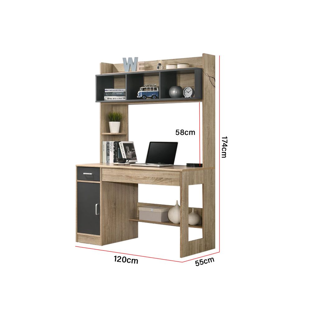 Ayer Series 12 Study Table Computer Table in Natural with Dark Grey Colour