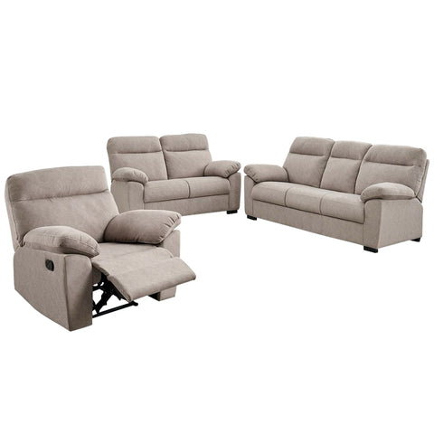 Image of Anne Single Recliner with 2+3-Seater Sofa Set Pet-Friendly Fabric Scratch-proof Claw-Proof Easy Clean in Light Brown Colour