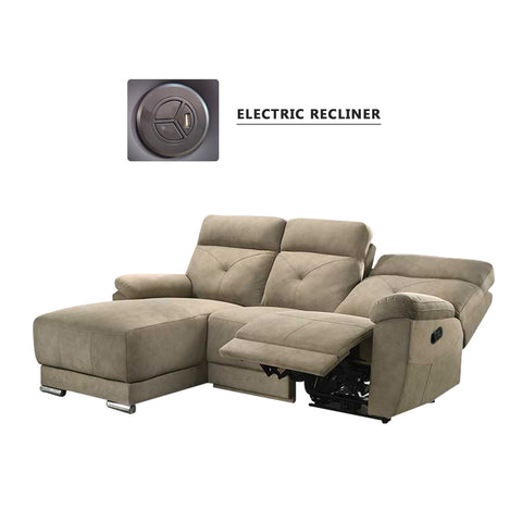 Image of Elden Recliner L-Shaped Sofa in 47 Colour - w/ PetFriendly Fabric/Leather
