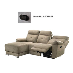 Elden Recliner L-Shaped Sofa in 47 Colour - w/ PetFriendly Fabric/Leather